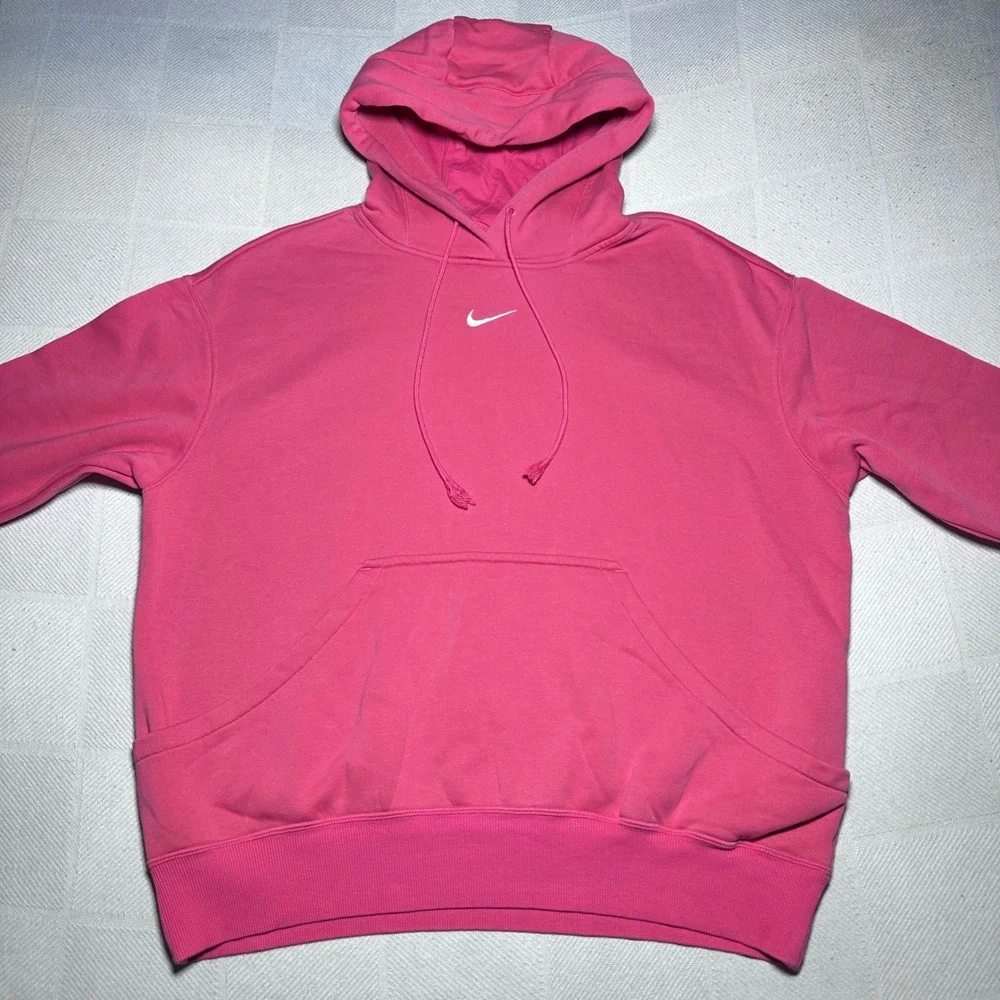 Nike Phoenix Fleece Hoodie Womens Large Oversized Center Swoosh Pink Pullover